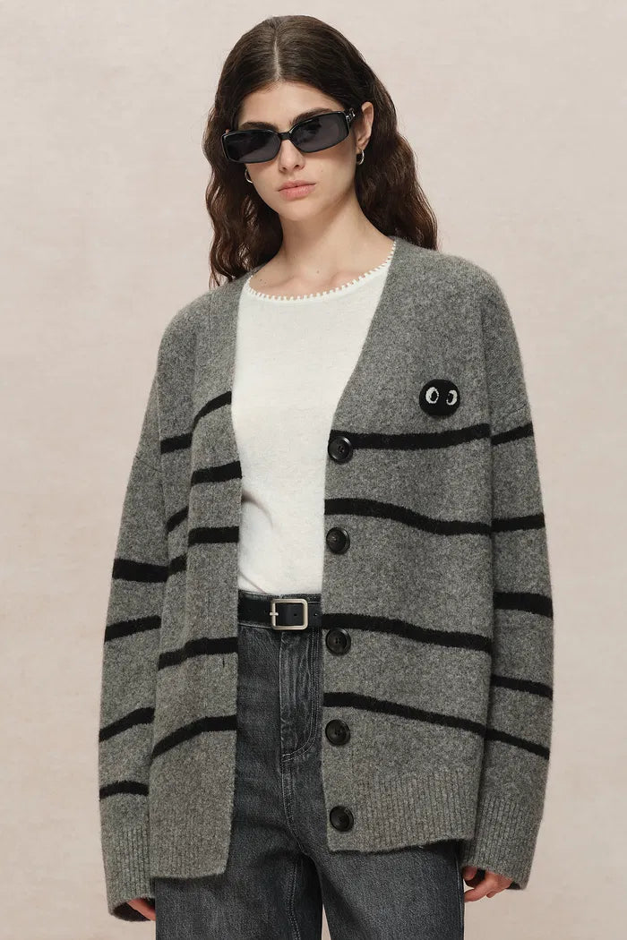 Avery Snake Year Cardigan in Wool Bouclé Knit