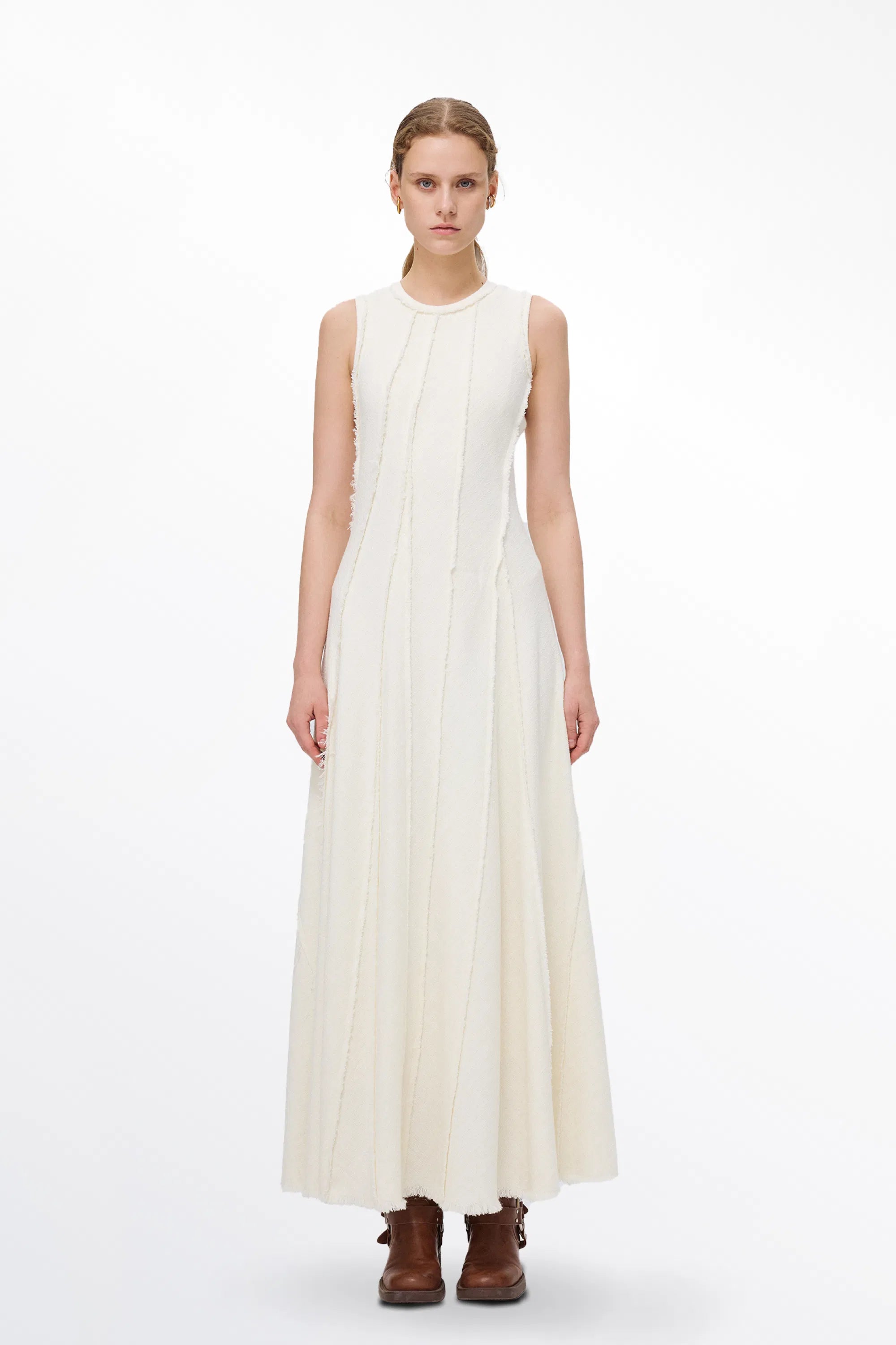 Sima Raw Seam Maxi Dress in Cotton Blend