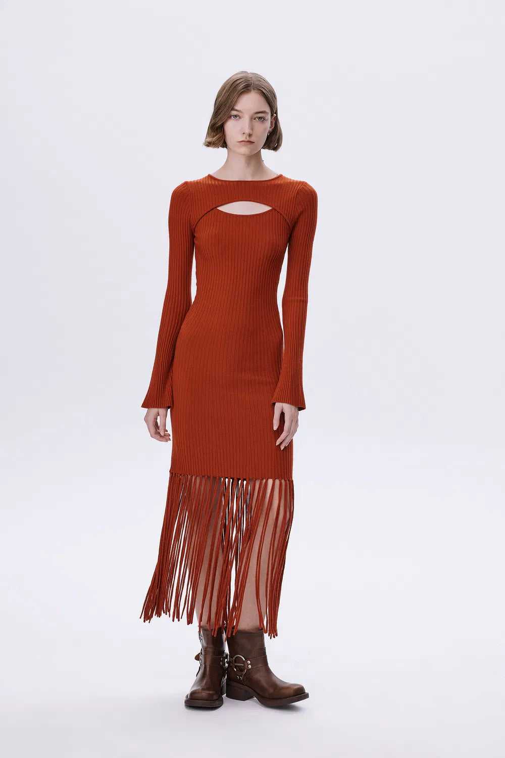 Ballerina Handcrafted Fringe Dress in Wool Knit