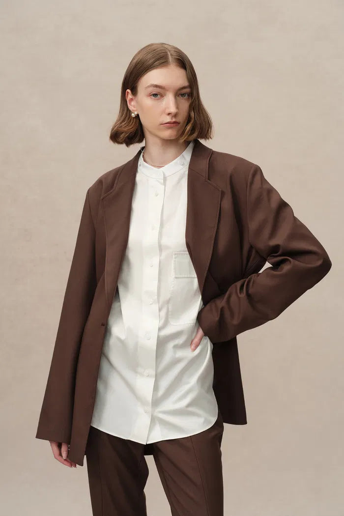 Carol Belted Blazer in Fine Wool