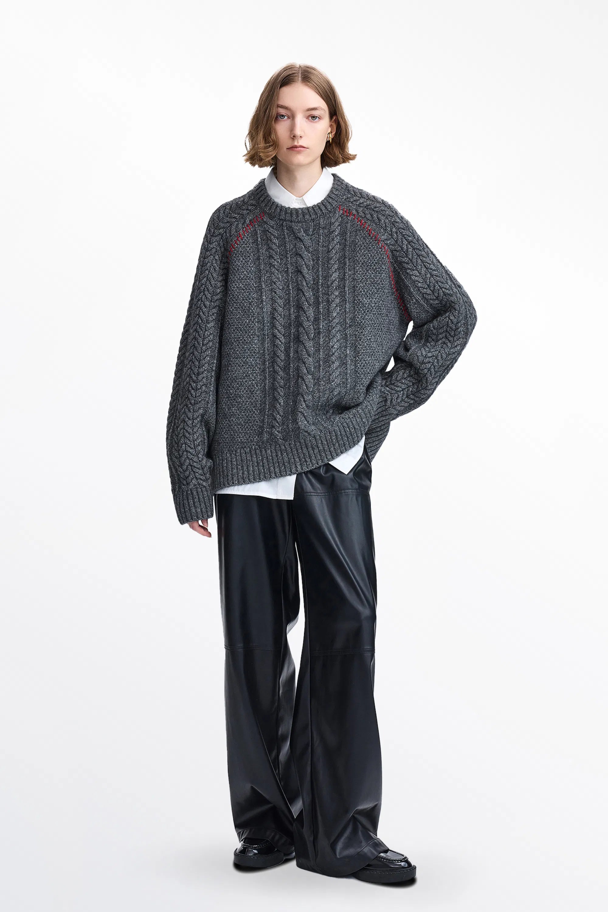 Jenna Oversized Cable Sweater in Yak-Wool Blend Knit