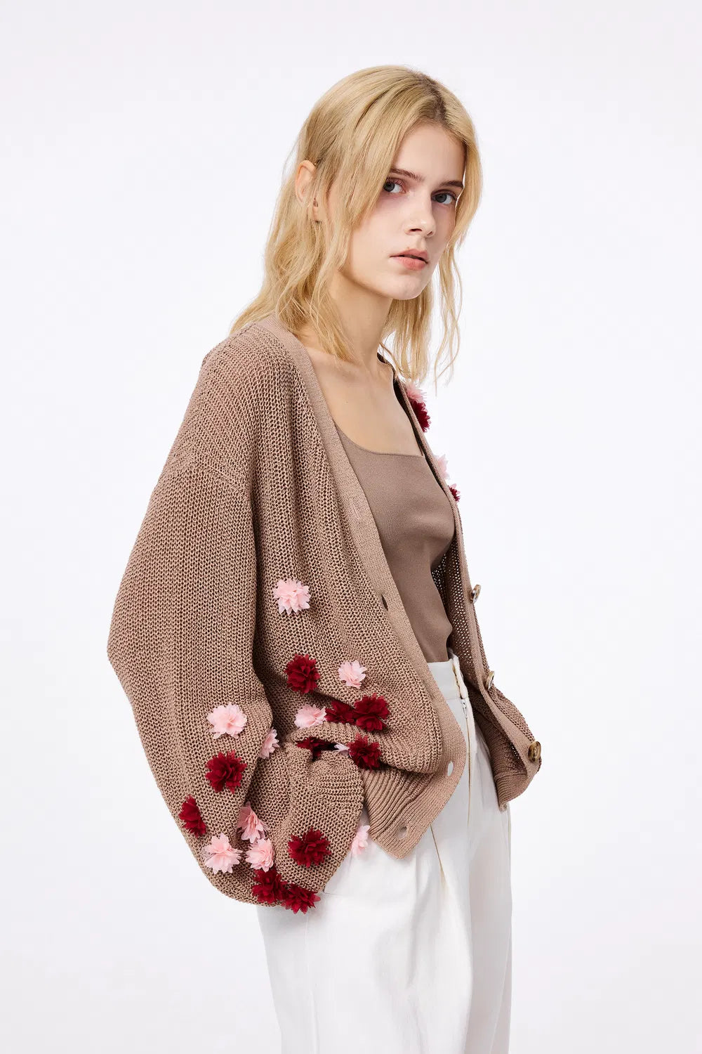 Lory Handcrafted Flora Cardigan in Linen Blend