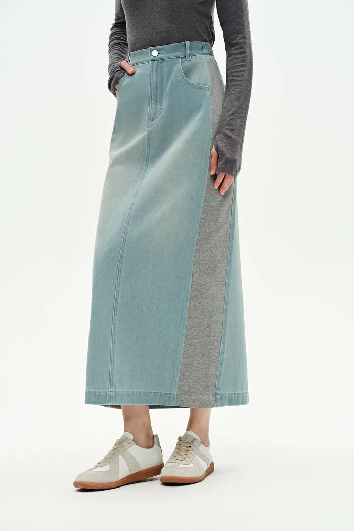 Mermaid Midi Skirt in Cotton Jersey Denim