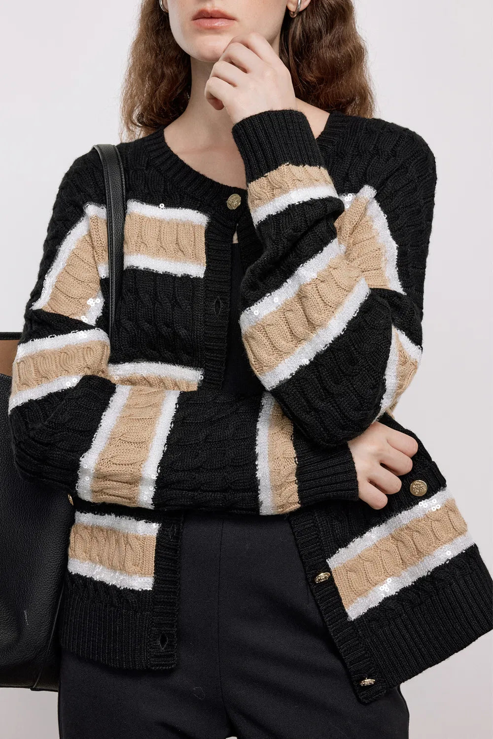 Jupiter Stripe Knit Cardigan in Wool Blend