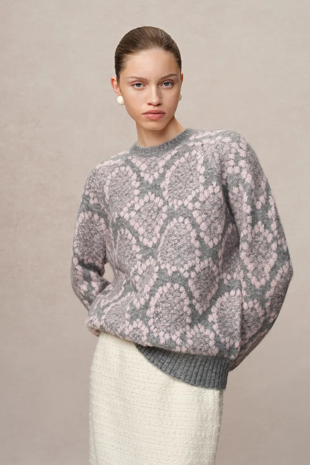 Masina Sequined Snake Zodiac Sweater in Chunky Merino Wool Knit