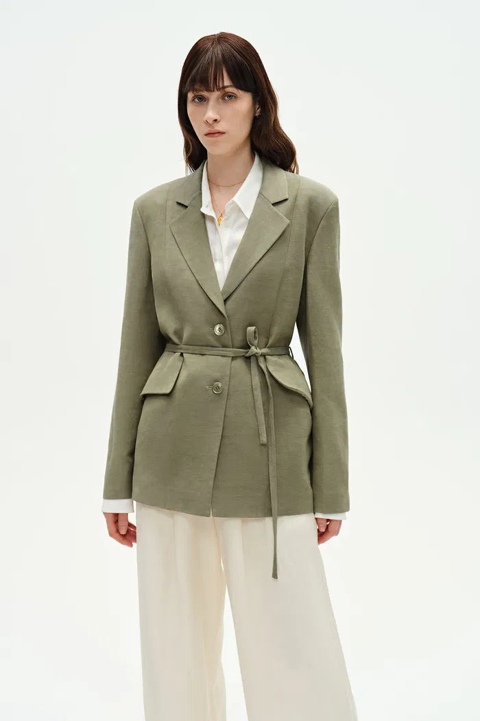 Graf Sage Green Suit Jacket in Linen Blend