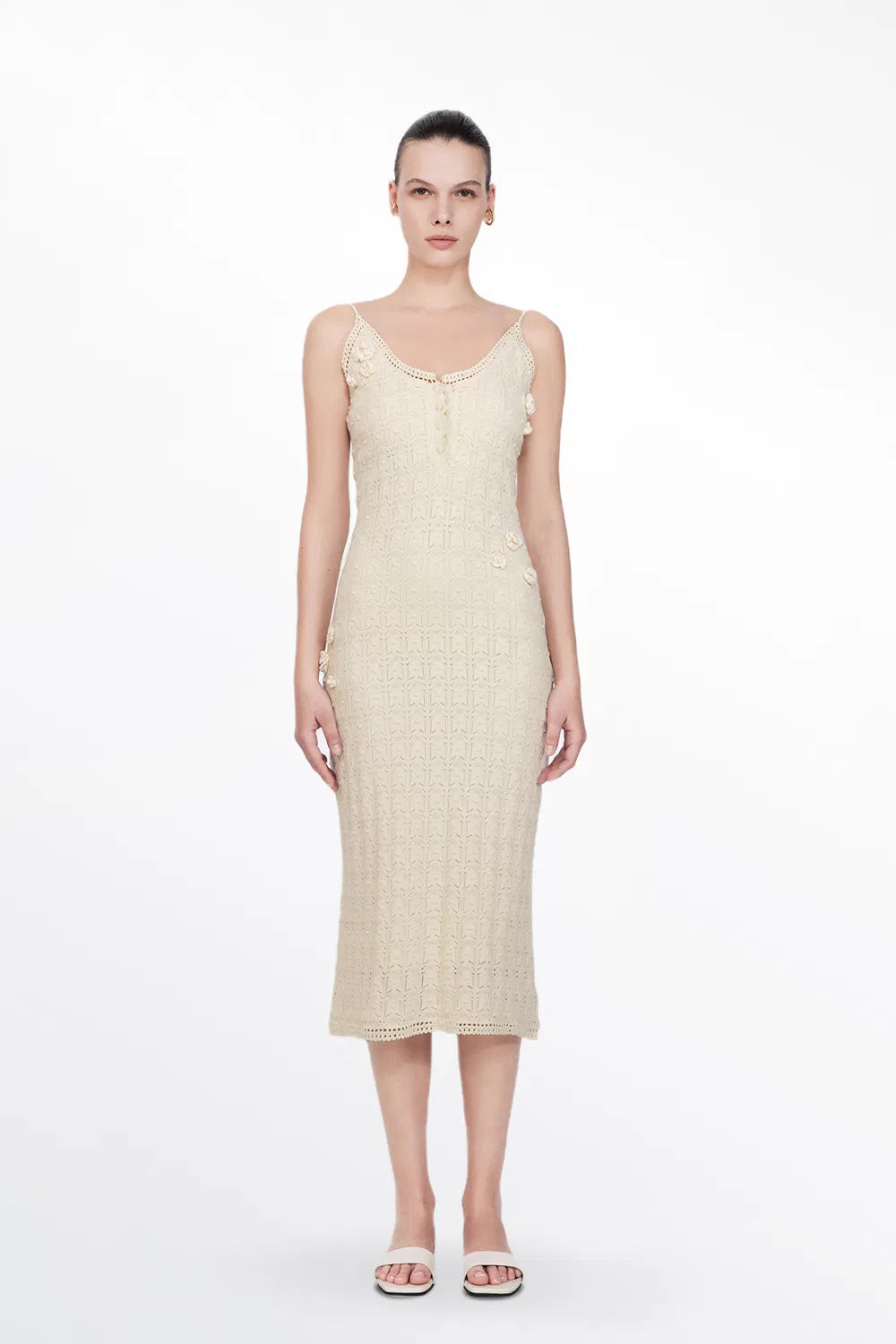 Kaya Handcrafted Flora Crochet Strap Dress in Cotton Knit