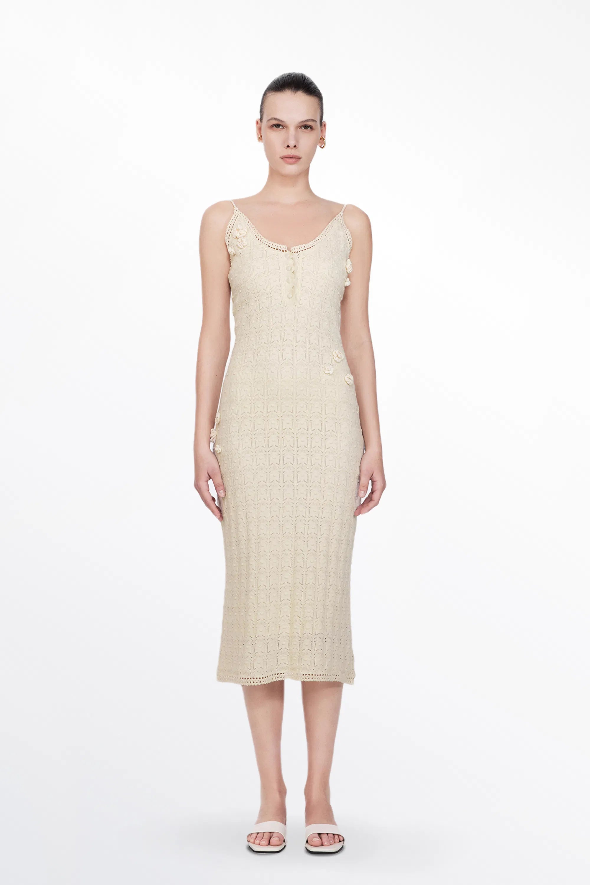 Kaya Handcrafted Flora Crochet Strap Dress in Cotton Knit