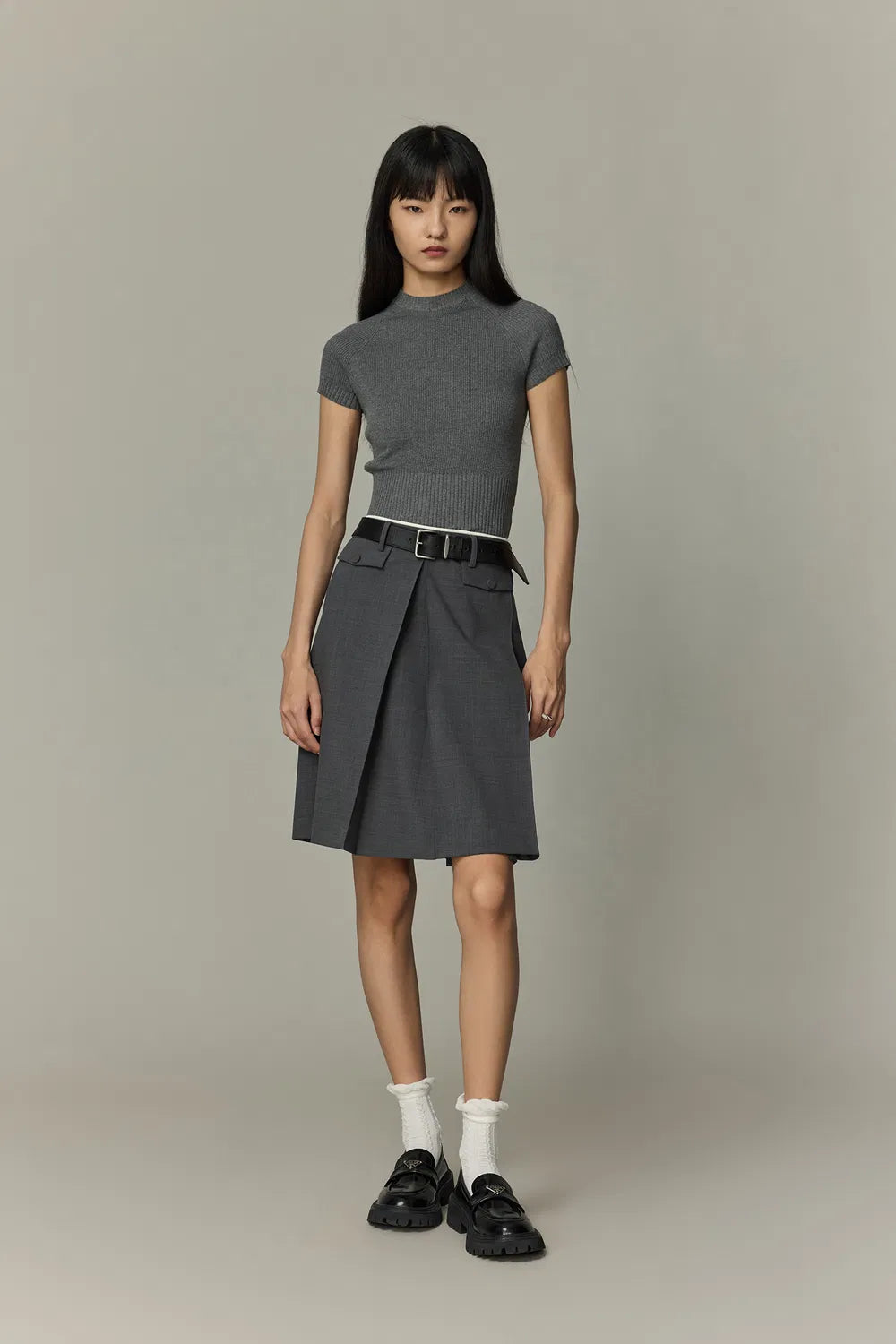 Aurora Pleated Skort in Fine Wool Blend