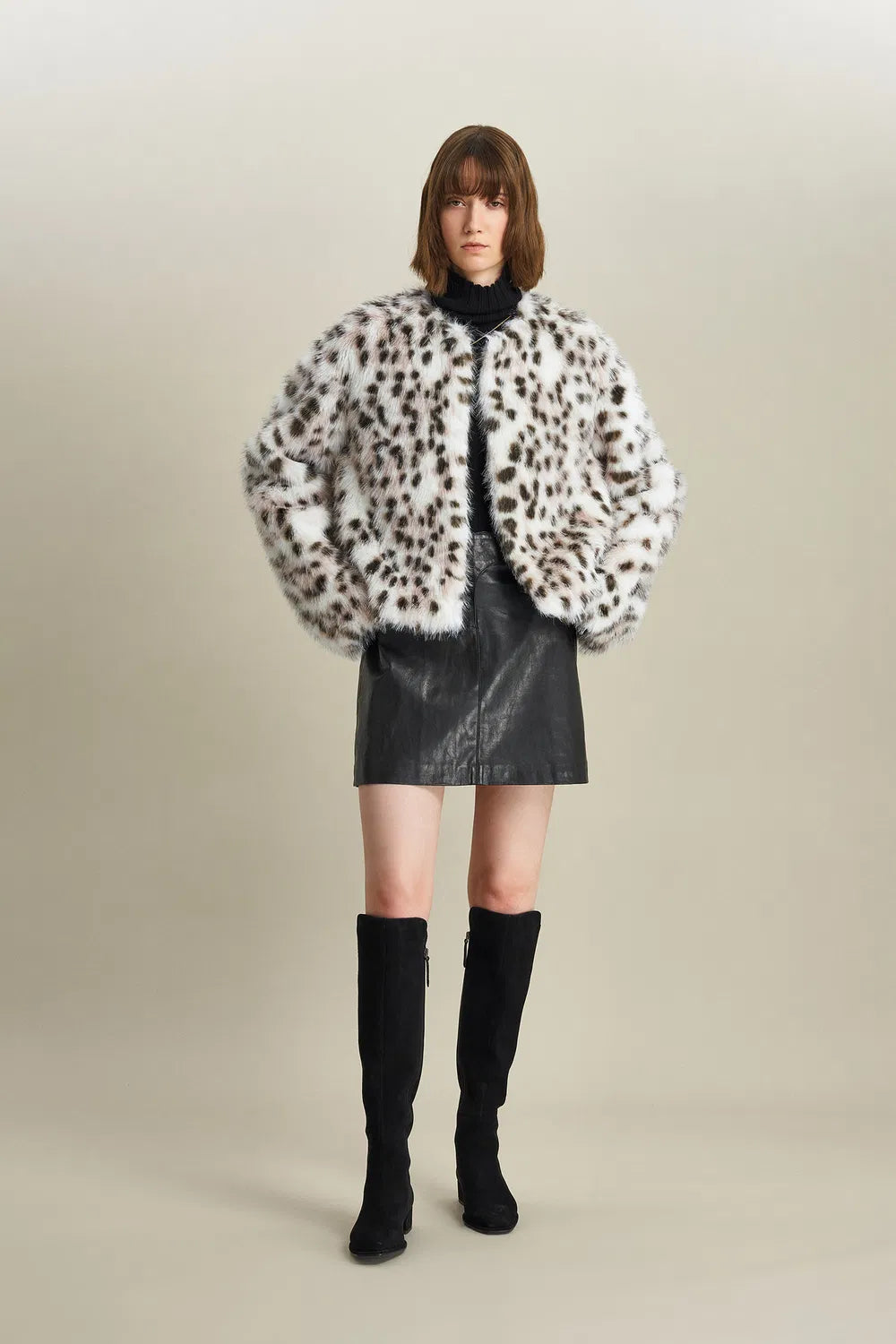 Lucrezia Snow Leopard Coat in Premium Faux Fur