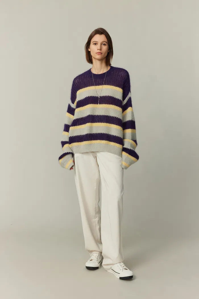 Asa Striped Sweater in Kid Mohair Knit