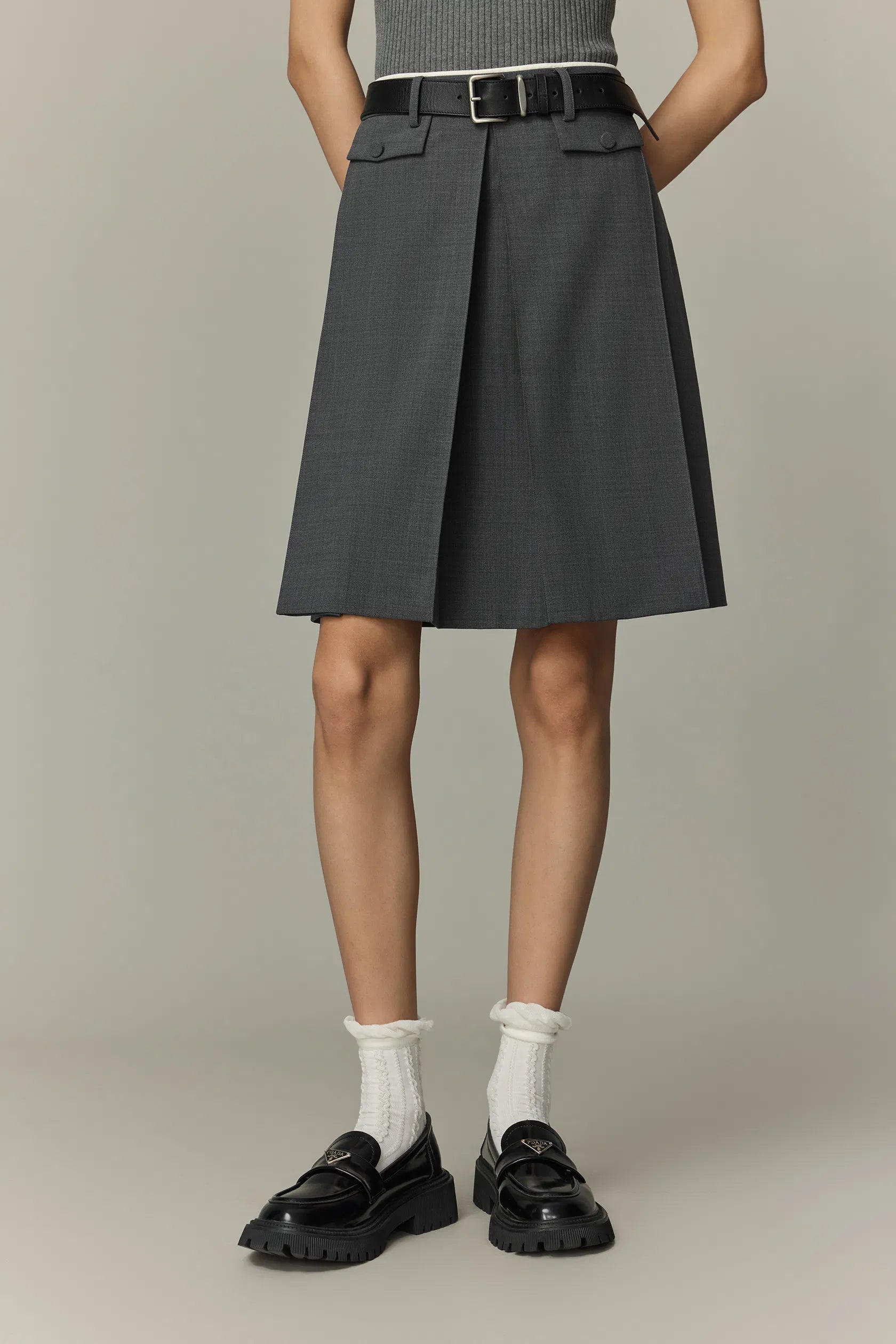 Aurora Pleated Skort in Fine Wool Blend