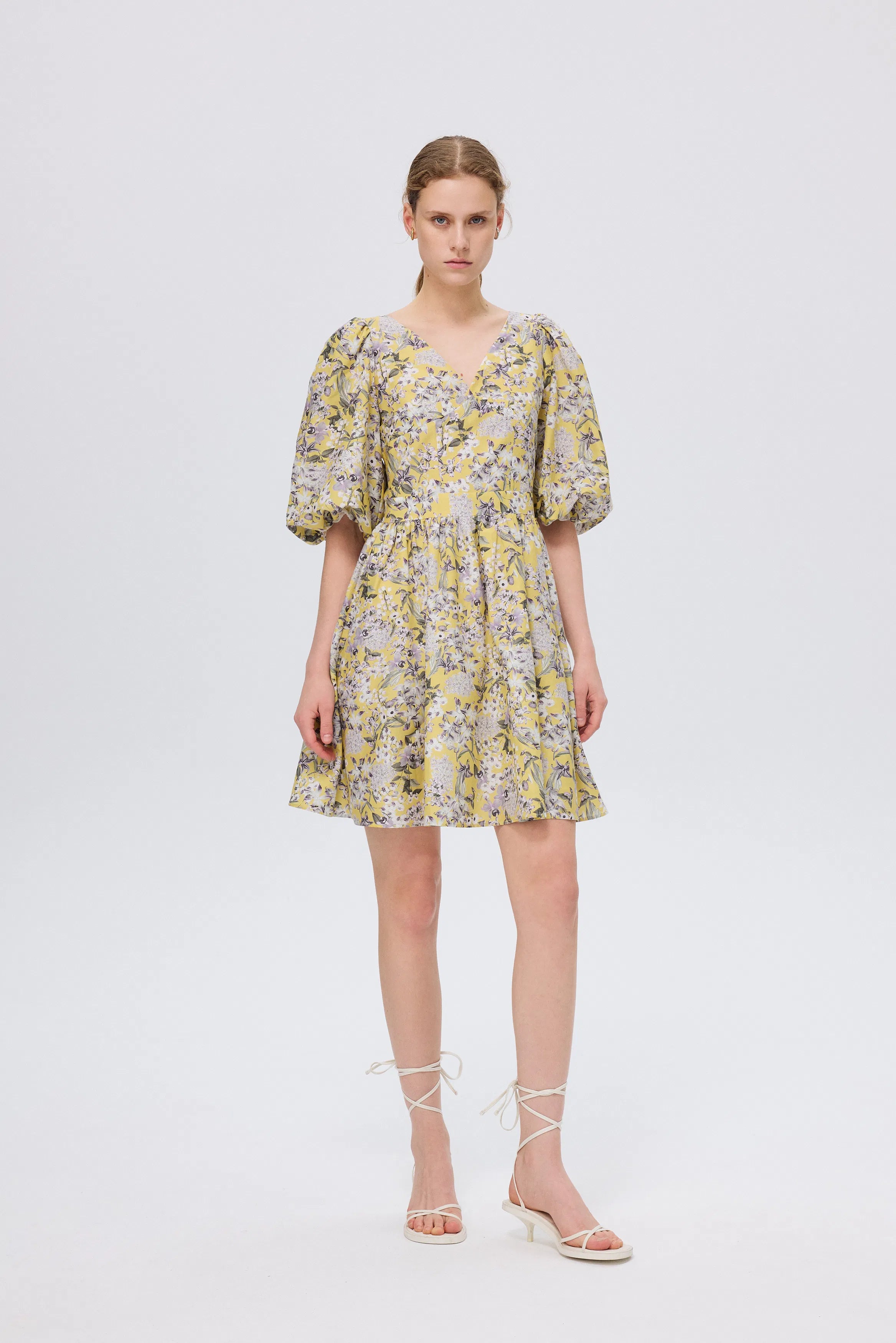 Hyacinth Floral Mini Dress in Mulberry Silk Blend