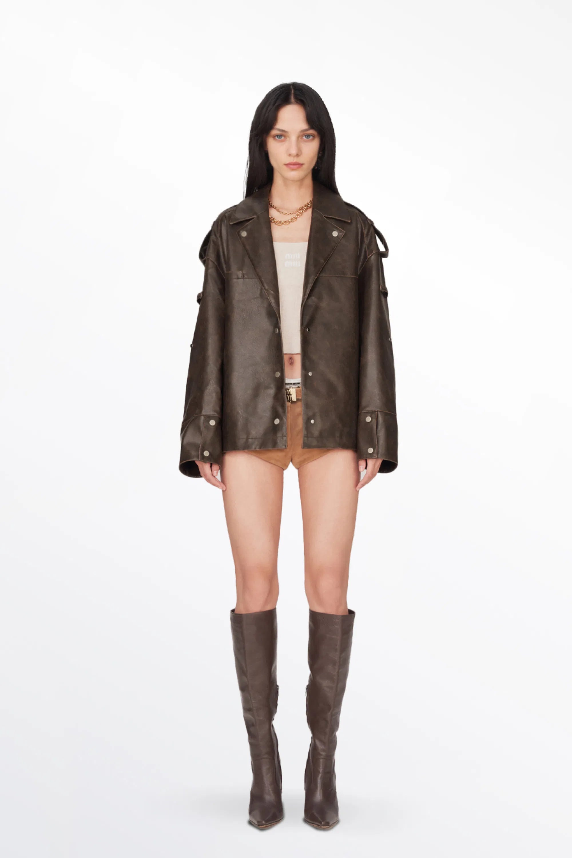 Irina Vintage Biker Jacket in Vegan Leather