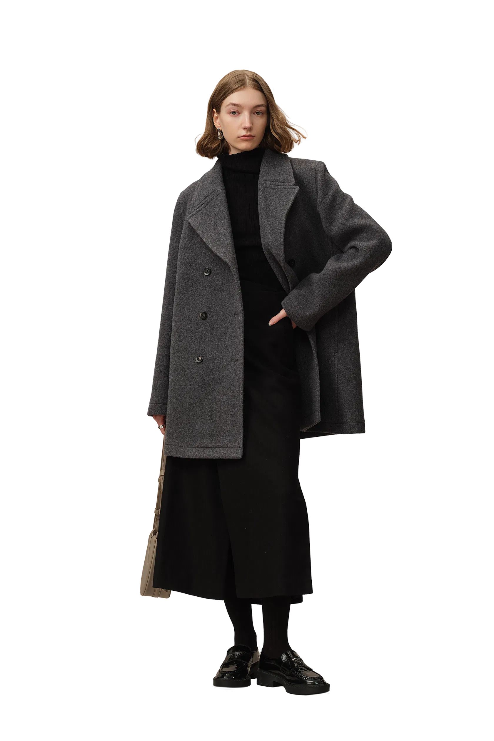 Beau Double-Breasted Coat in Single Face Wool