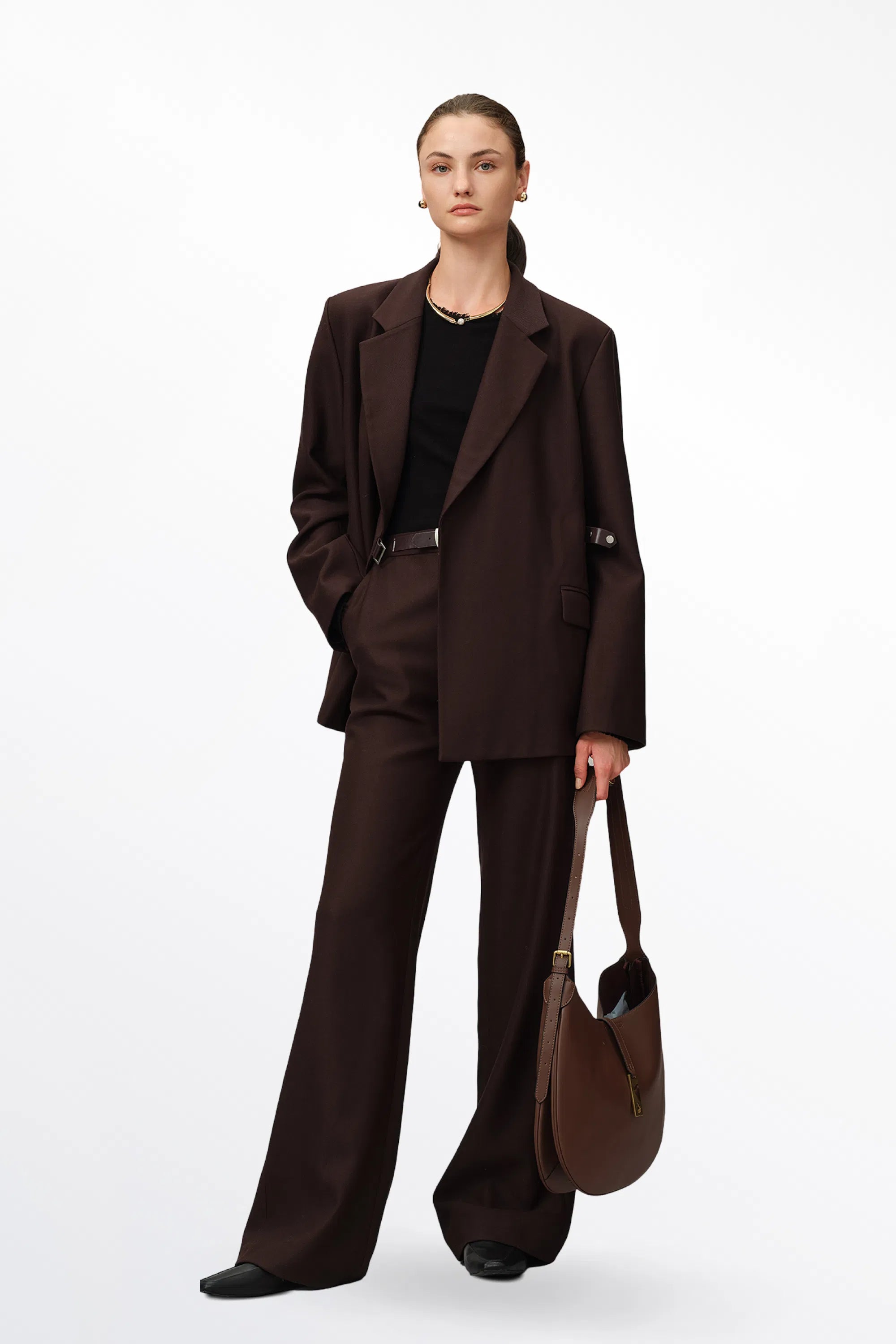 Babila Side Notched Lapel Blazer in Fine Wool Twill