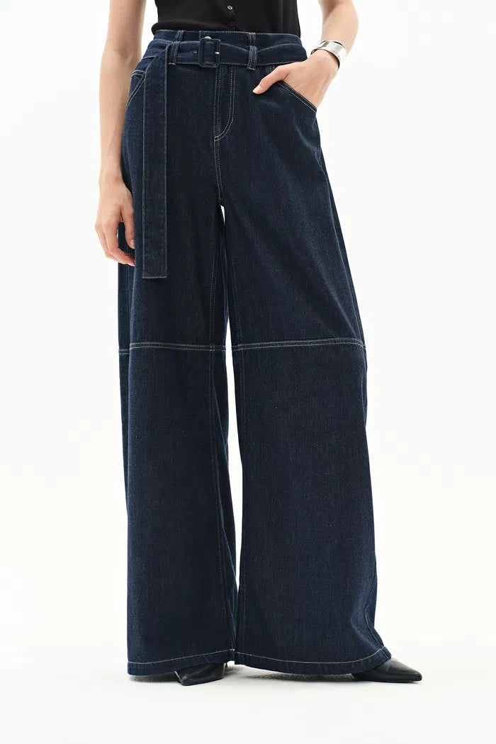 Cassia Raw Denim Wide Leg Jeans in Raw Denim