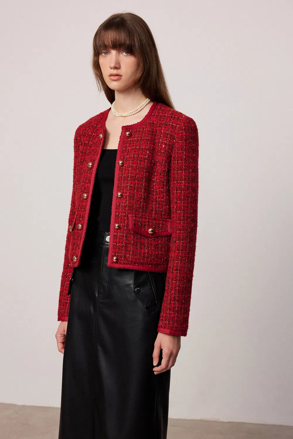 Lisa Double-Breasted Jacket in Textured Tweed