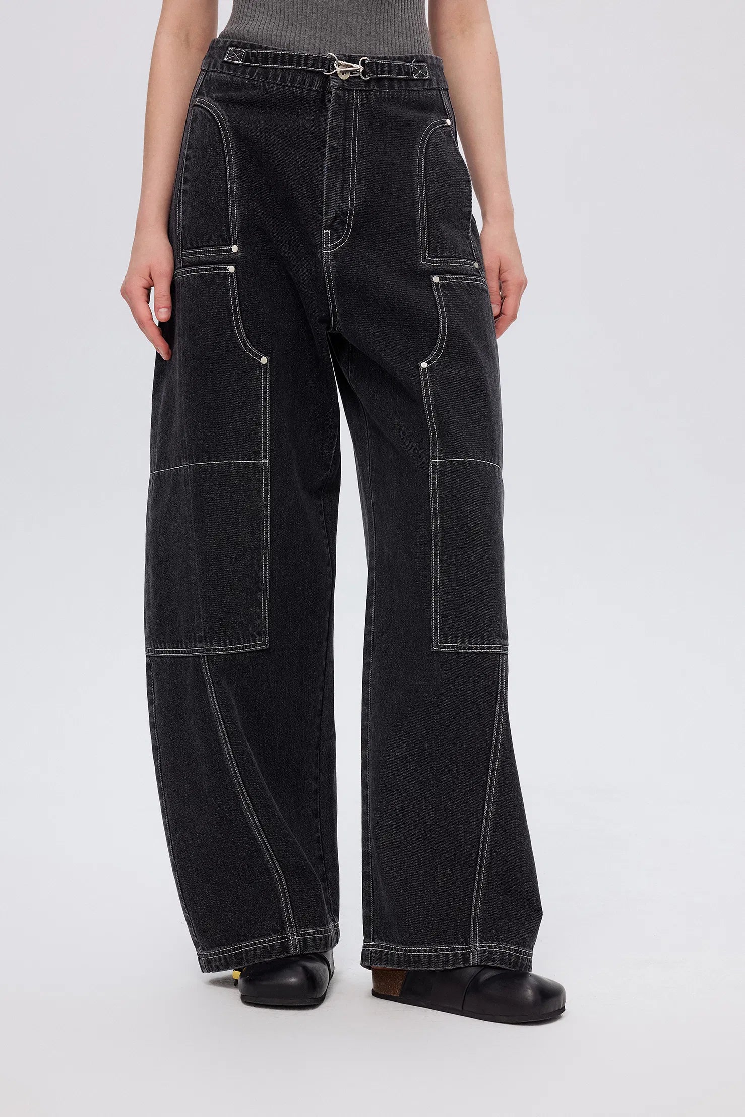 Sam Wide Barrel Leg Jeans in Cotton Denim