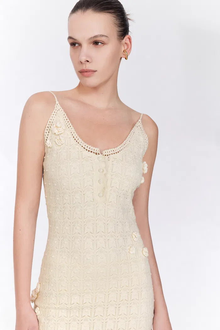 Kaya Handcrafted Flora Crochet Strap Dress in Cotton Knit