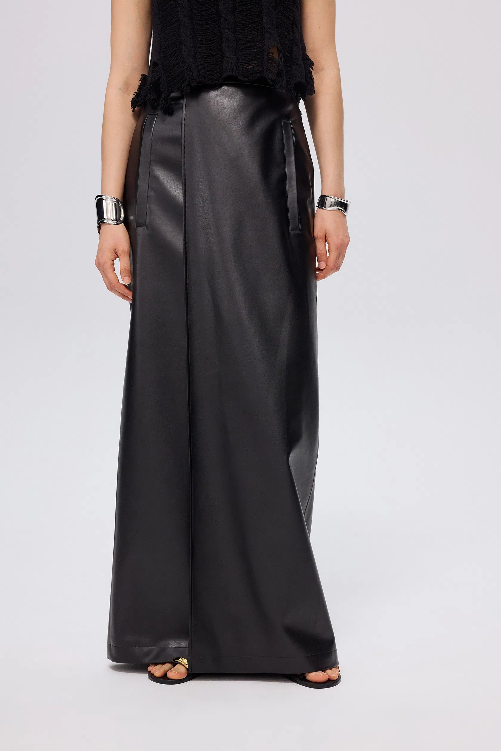 Wentworth Pencil Midi Skirt in Protein Leather