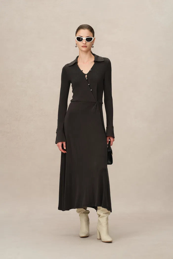 Ruby Knotted Dress in Wool-Thermolite