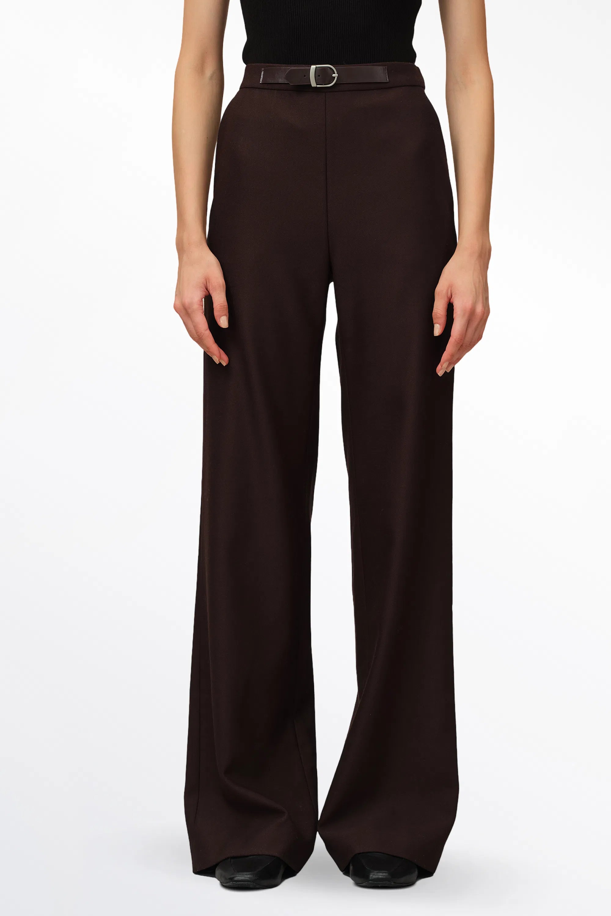 Durini Mini Flared Straight Leg Pants in Merino Wool Twill