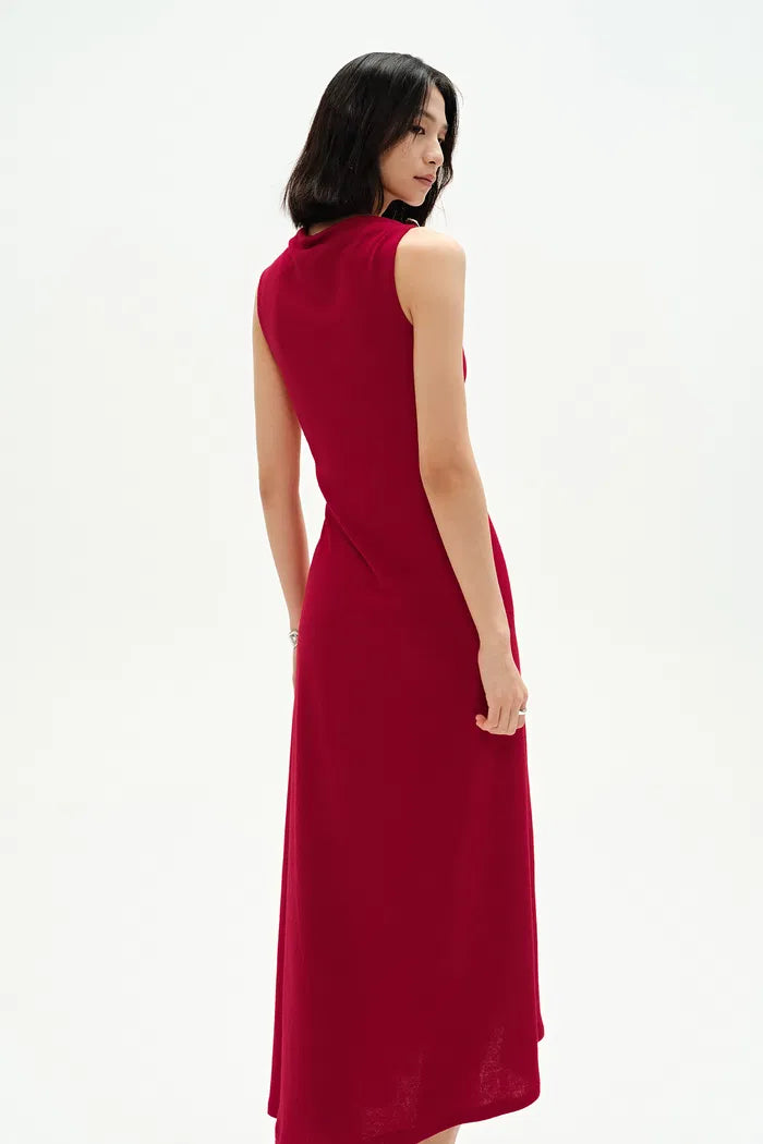 Kiki Asymmetric Knotted Sleeveless Dress in Premium Stretch Knit