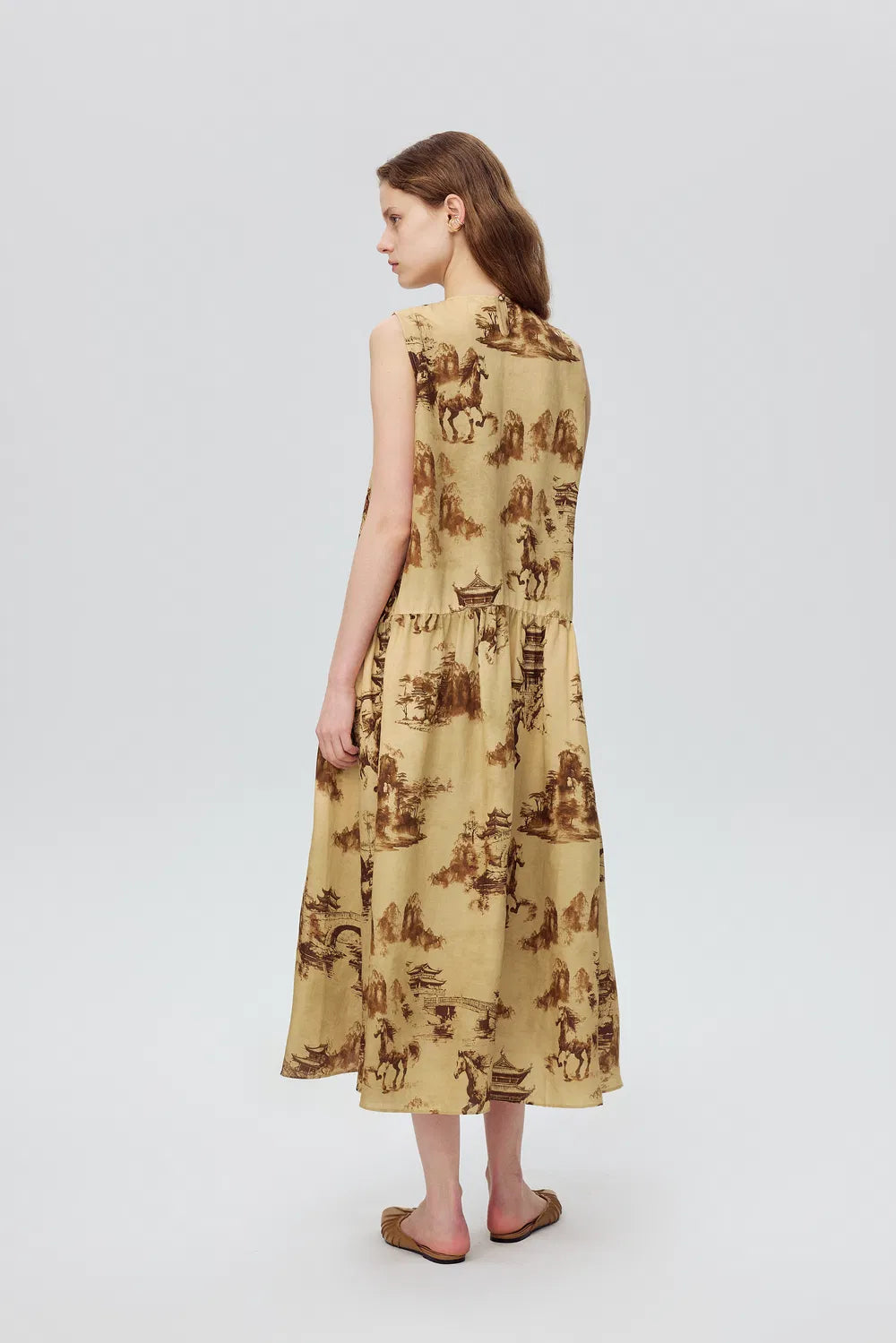 Tansy Oriental Print Dress in Viscose Blend