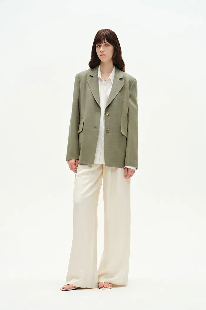 Graf Sage Green Suit Jacket in Linen Blend