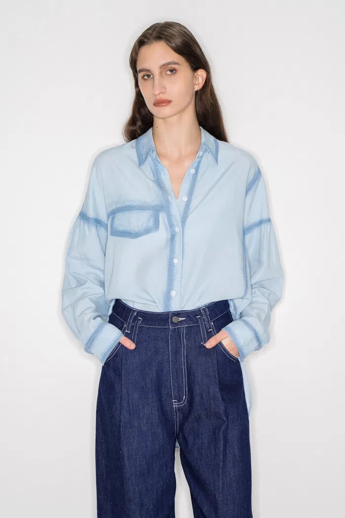 Ciel Hand-Sprayed Shirt in Tencel Denim