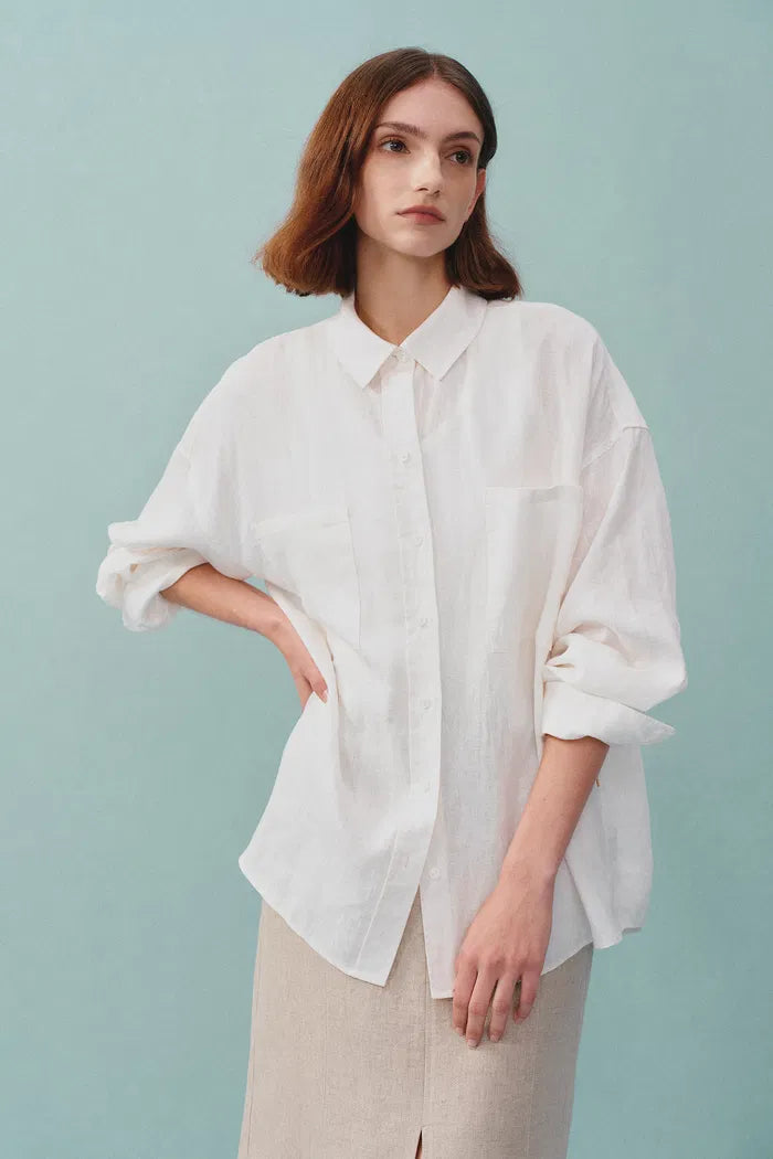 Una Double Patch Pocket Shirt in Linen