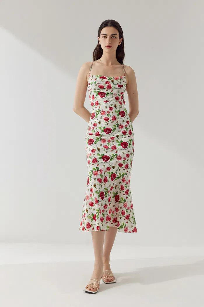 Martina Rosie Maxi Dress in Silk Crepe de Chine