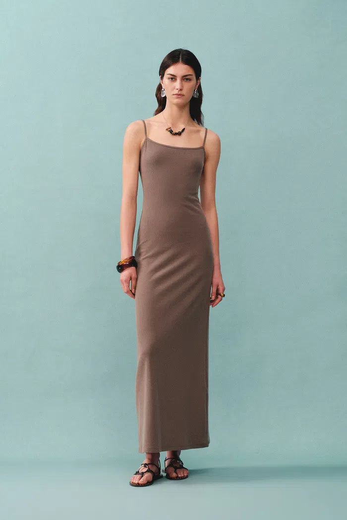 Kade Ribbed Midi Dress in Lyocell Wool