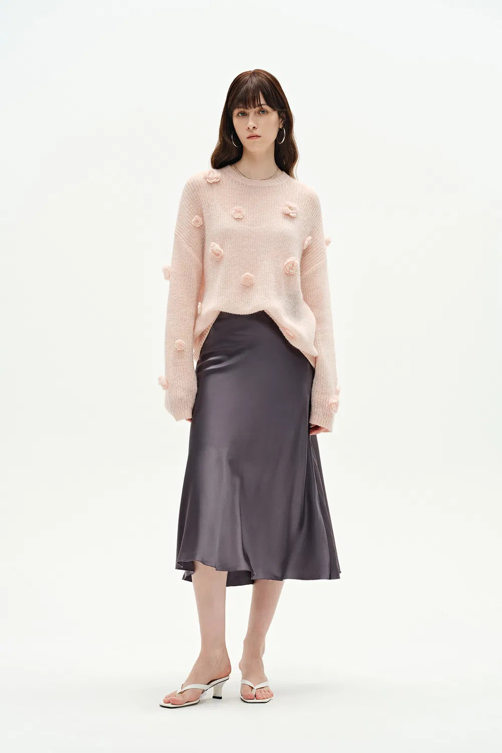 Sally Pink Handcrafted Sweater in Angora Mohair Knit