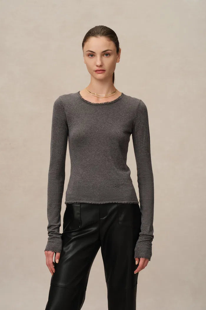 Basic Sheer Base Shirt in Cotton-Cashmere Knit