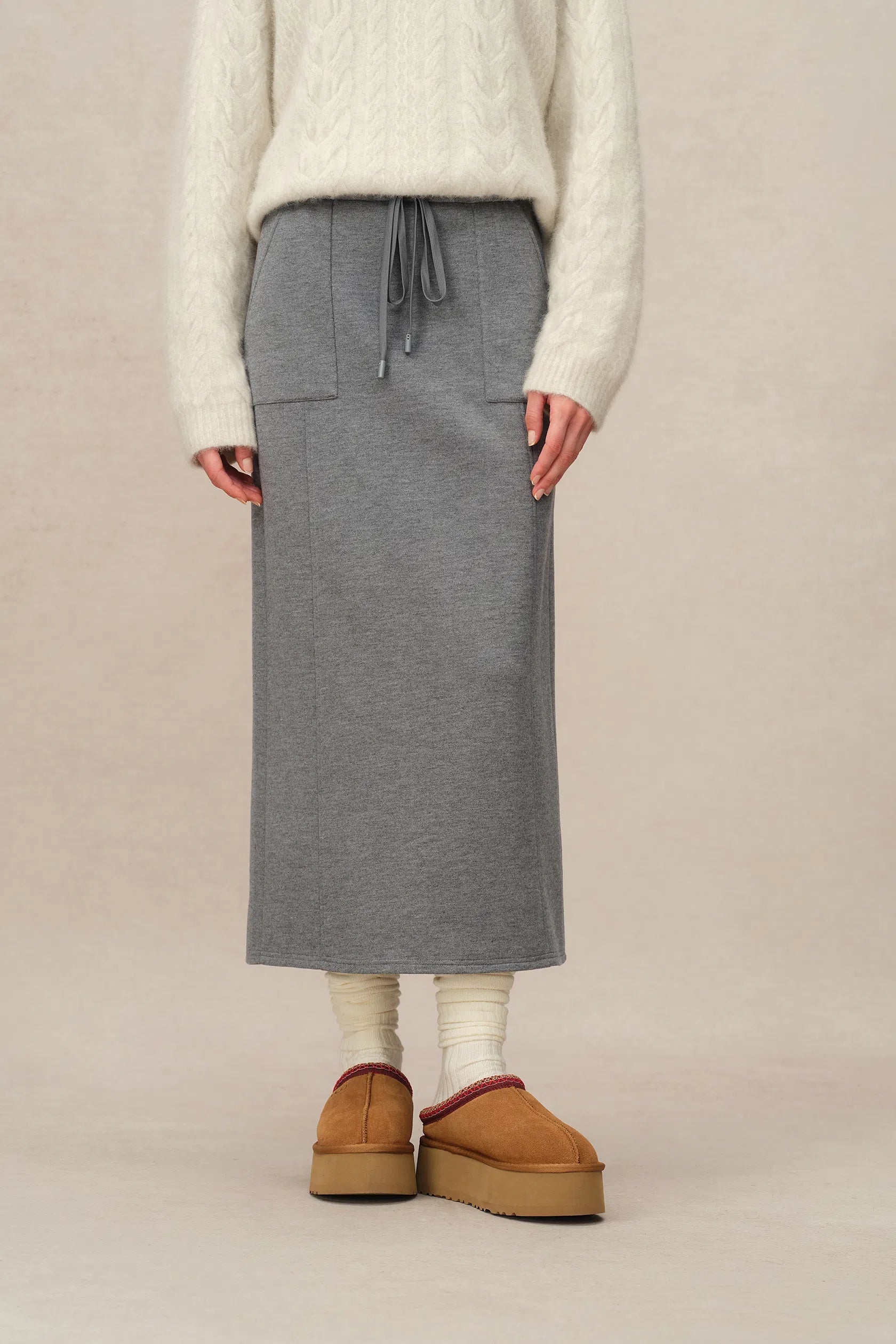 Nicole Sweatpants Skirt in Brushed Cotton Knit