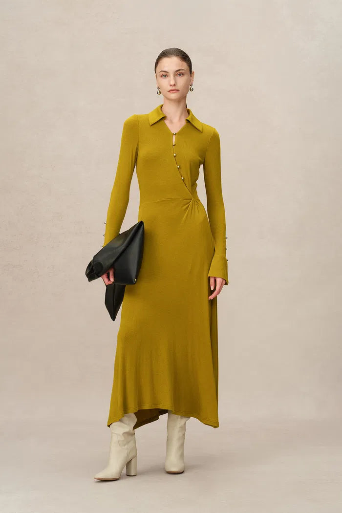 Ruby Knotted Dress in Wool-Thermolite Blend