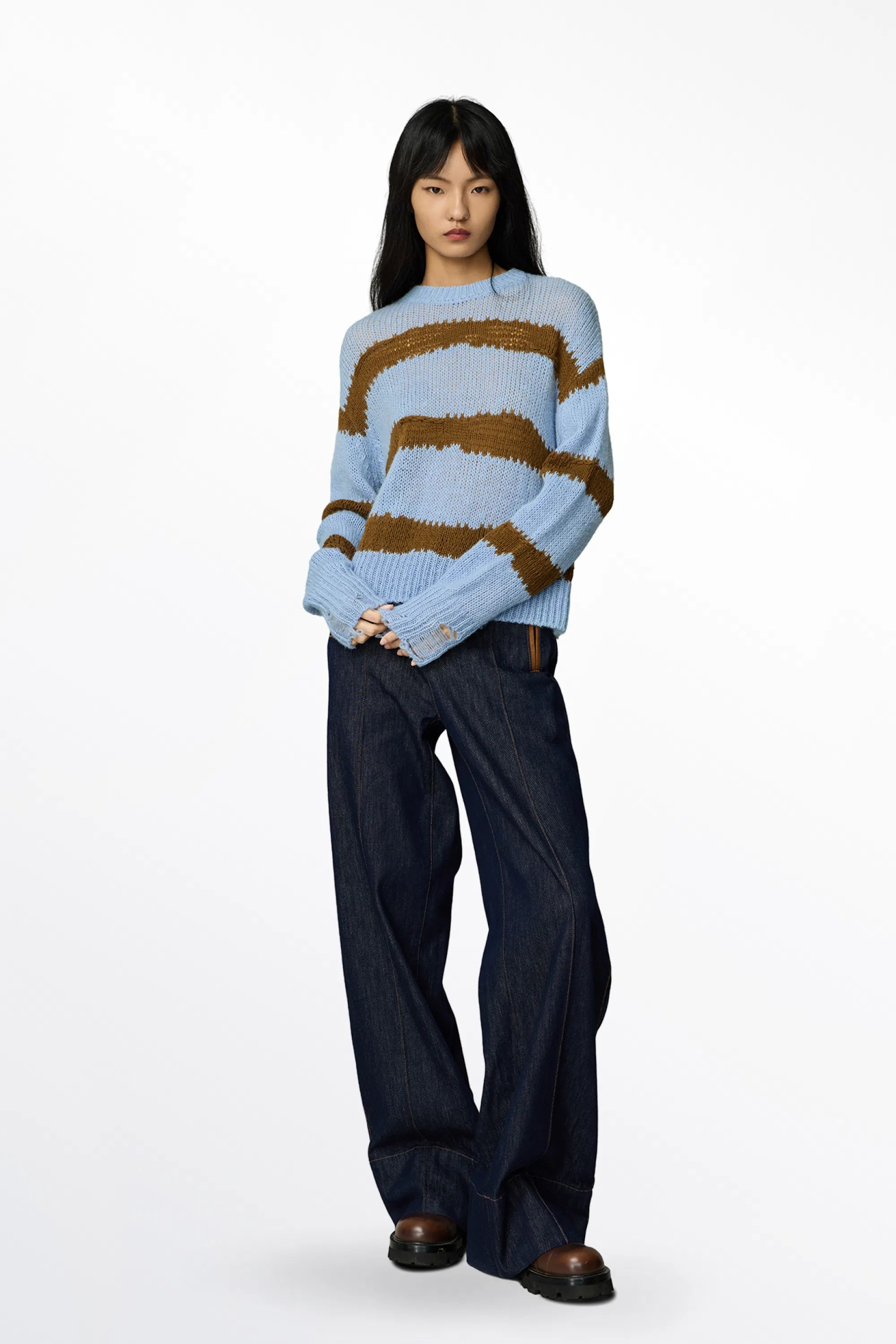 Ixworth Hand Painted Striped Sweater in Alpaca-Wool Knit