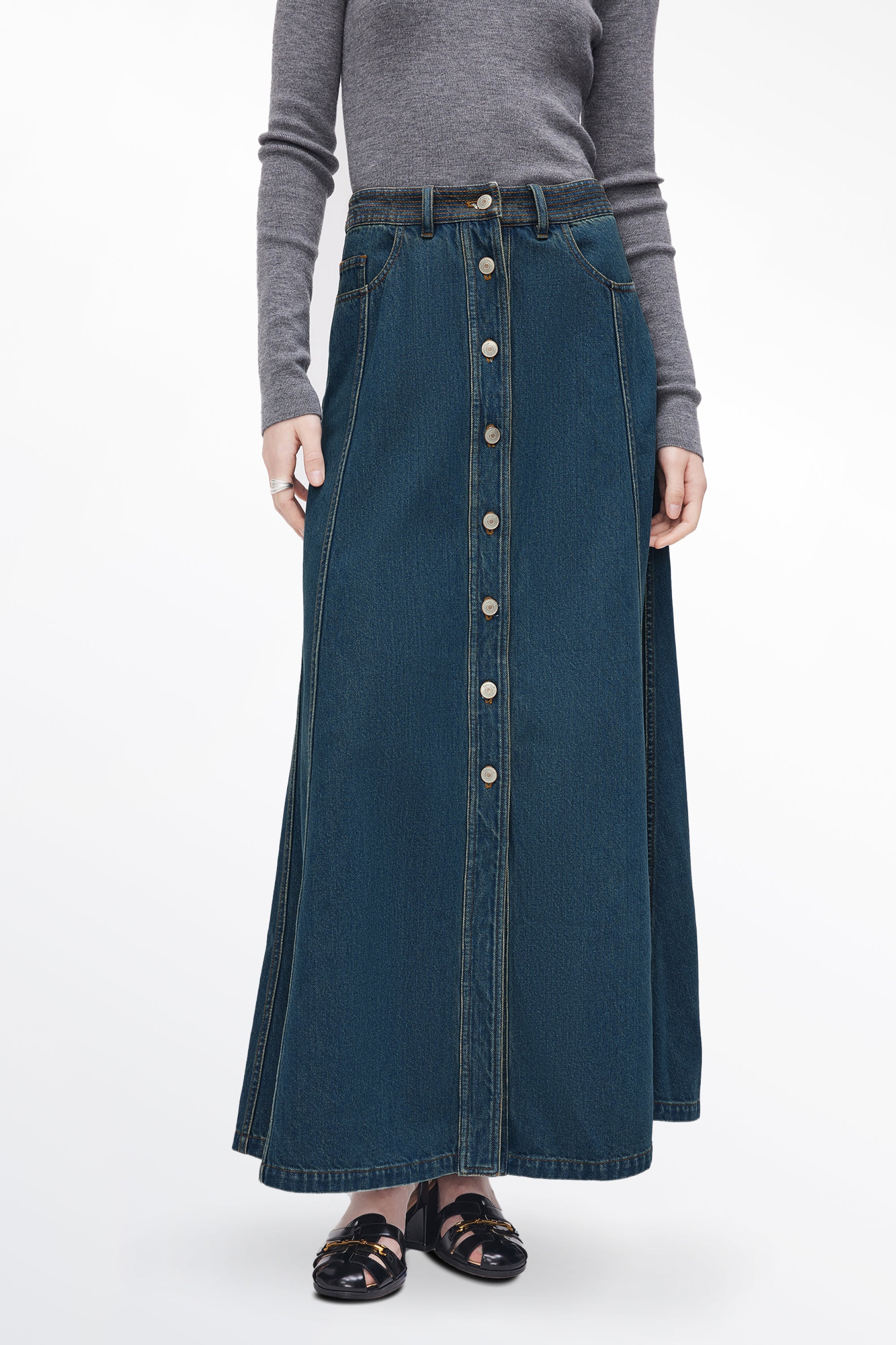 Bailey Pocketed Skirt in Cotton Denim