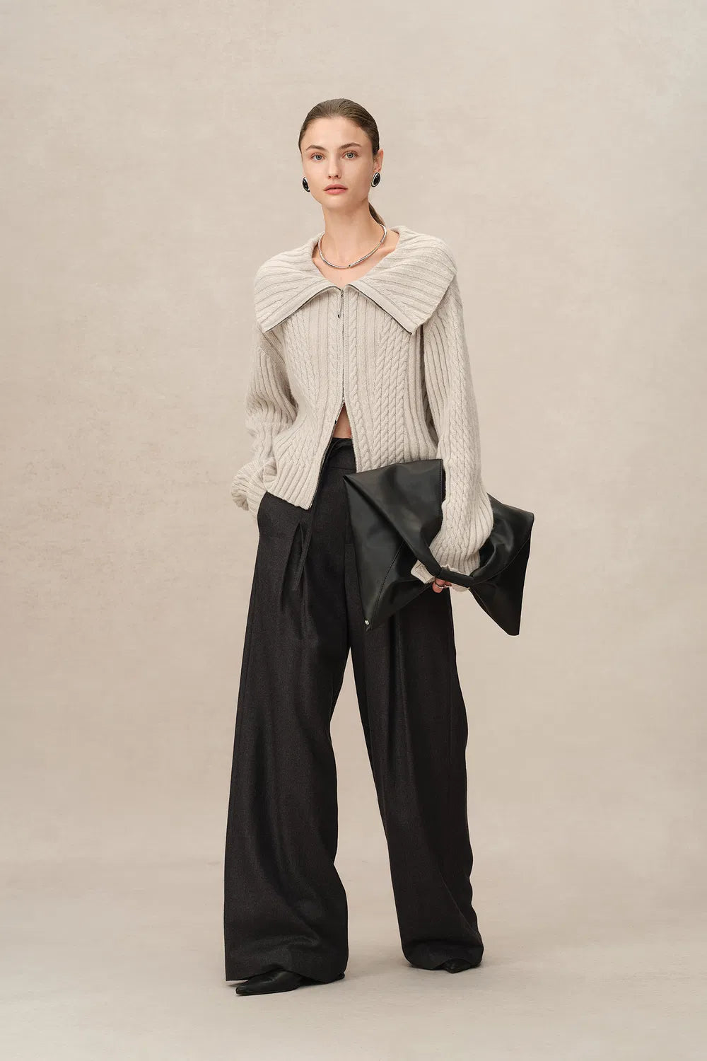 Paola Wide Leg Suit Pants in Fine Worsted Wool