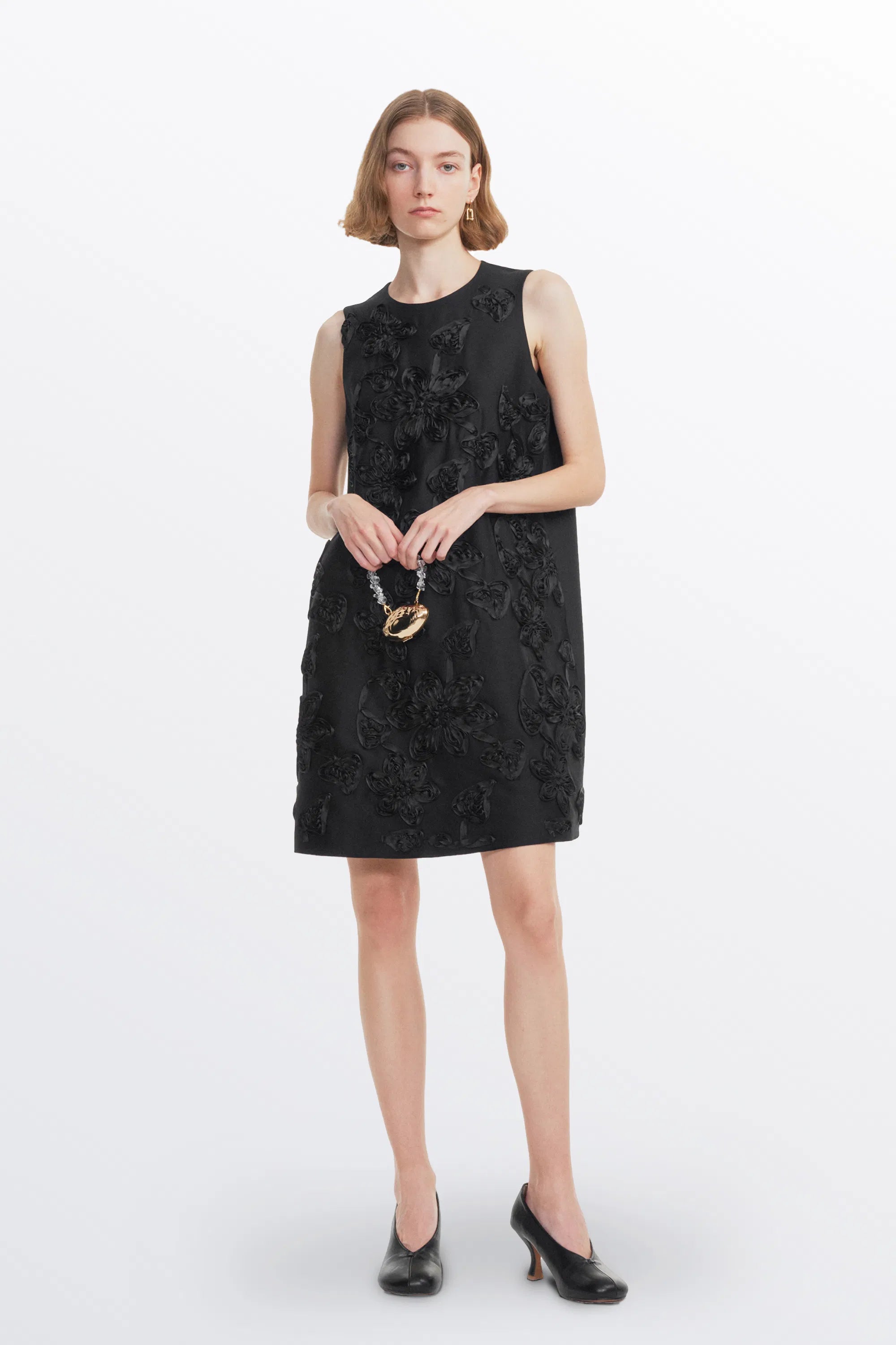 Engrave Embroidered Dress in Silk Wool Blend