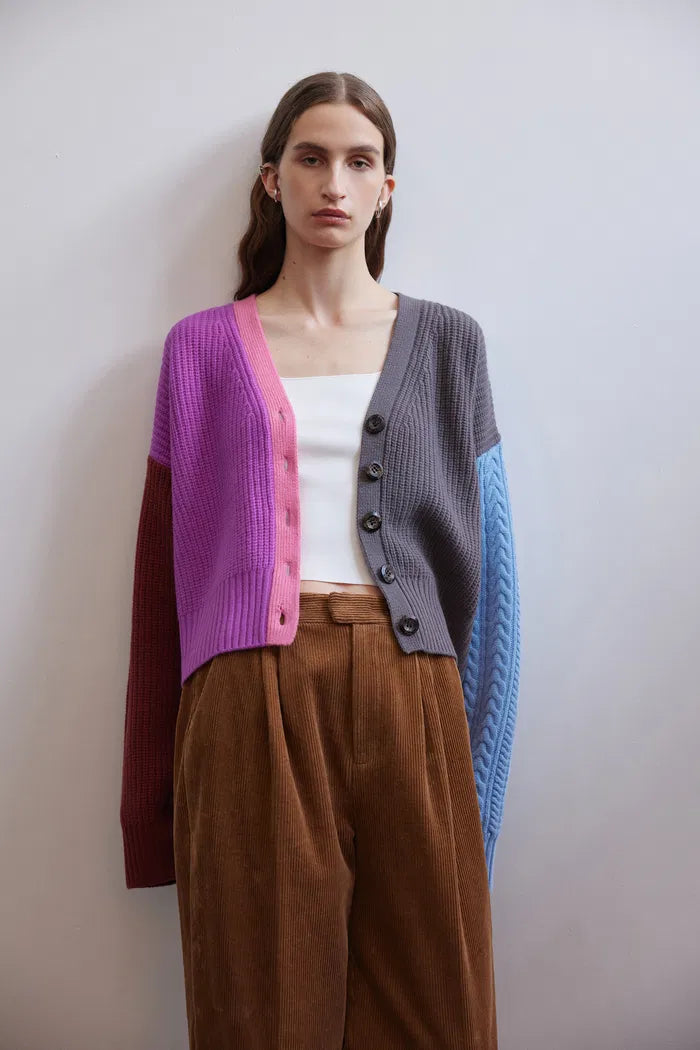 Alba Multi-Color Cardigan in Wool Yarn