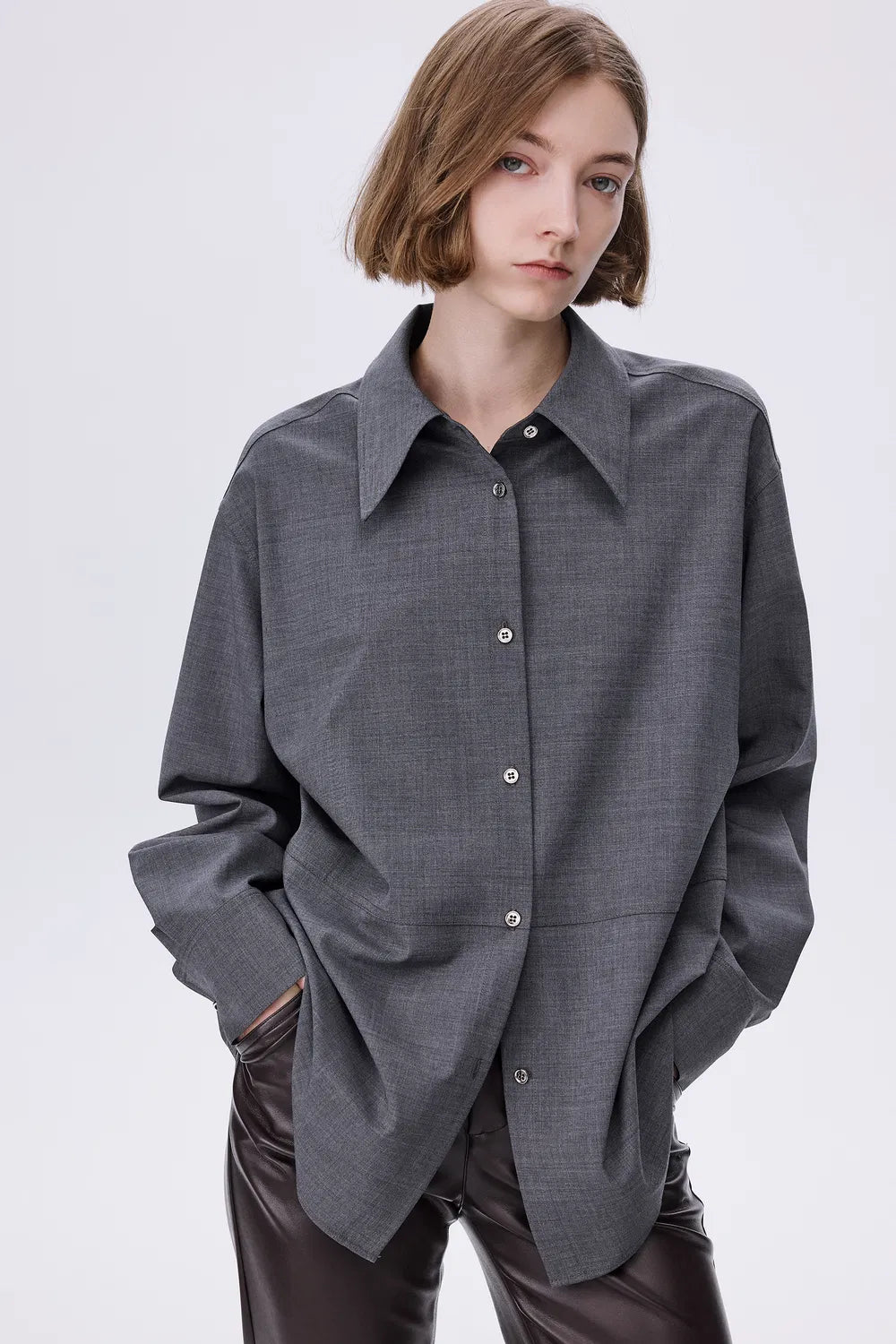 Lina Studded Shirt in Fine Wool Knit