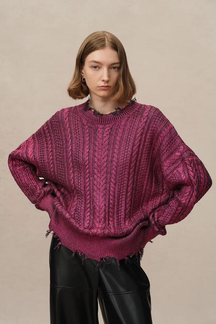 Elodie Metallic Coated Sweater in Cotton Knit