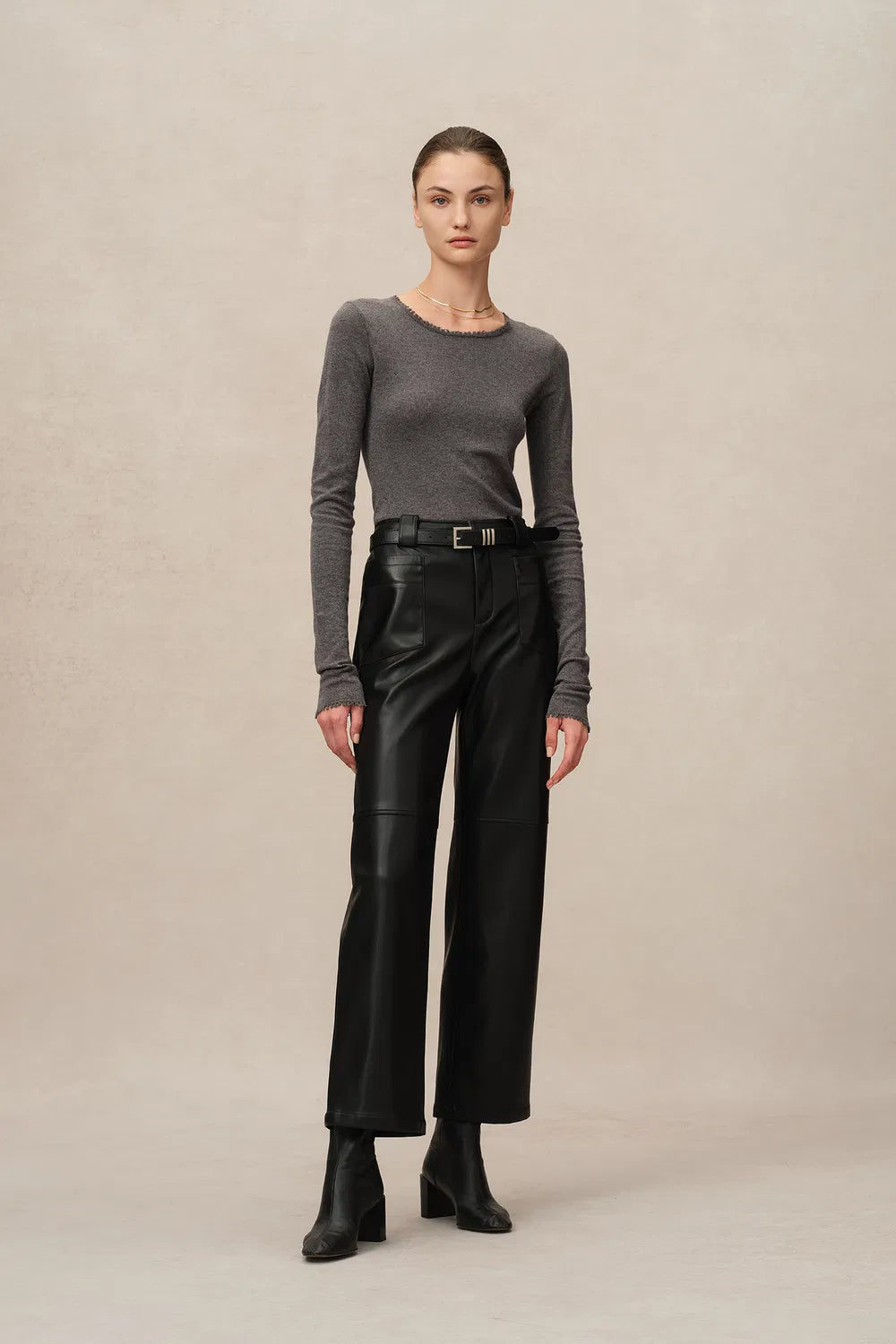 Aseana Cropped Pants in Vegan Leather