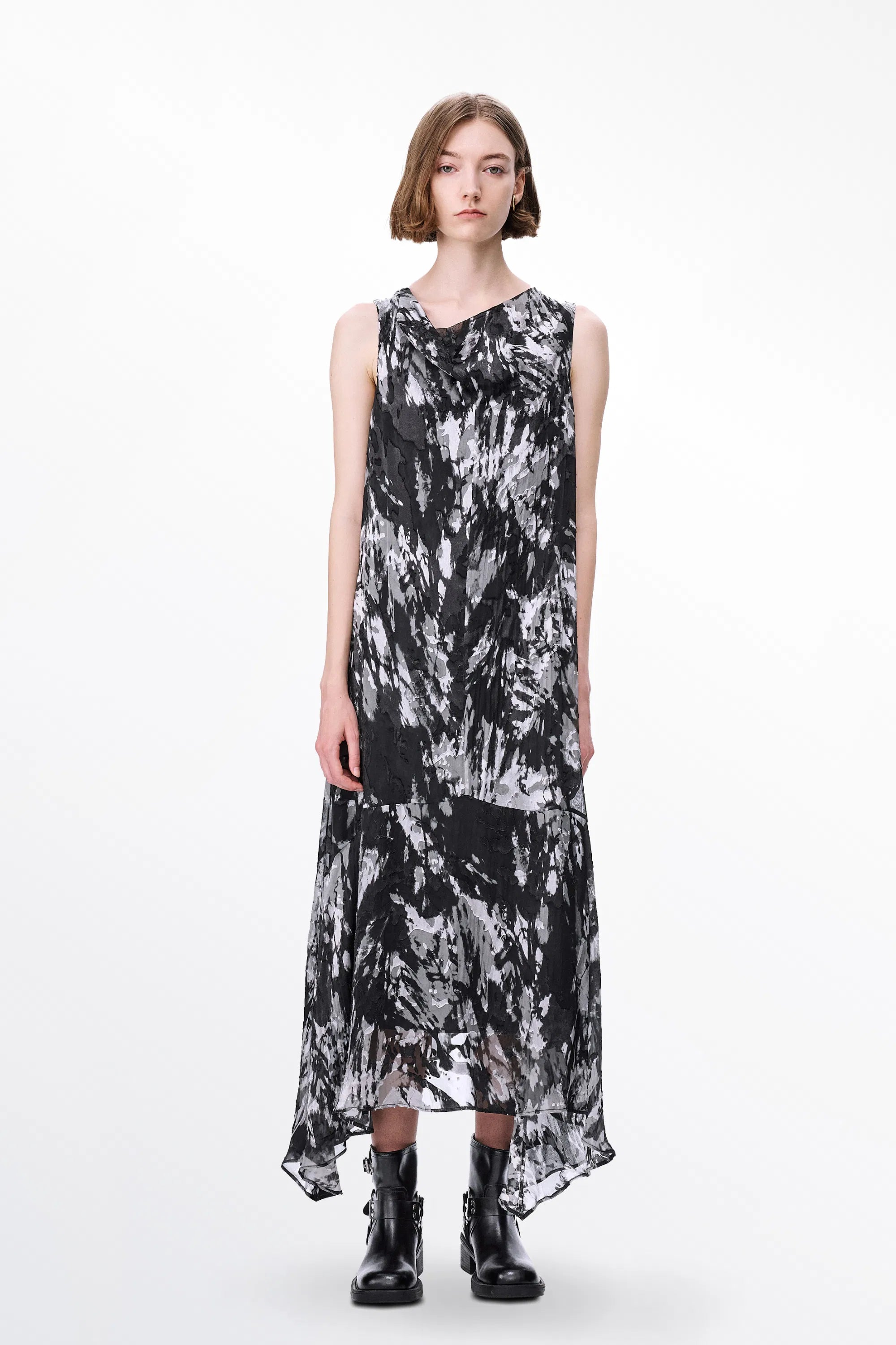 Sato Printed Cowl Neck Dress