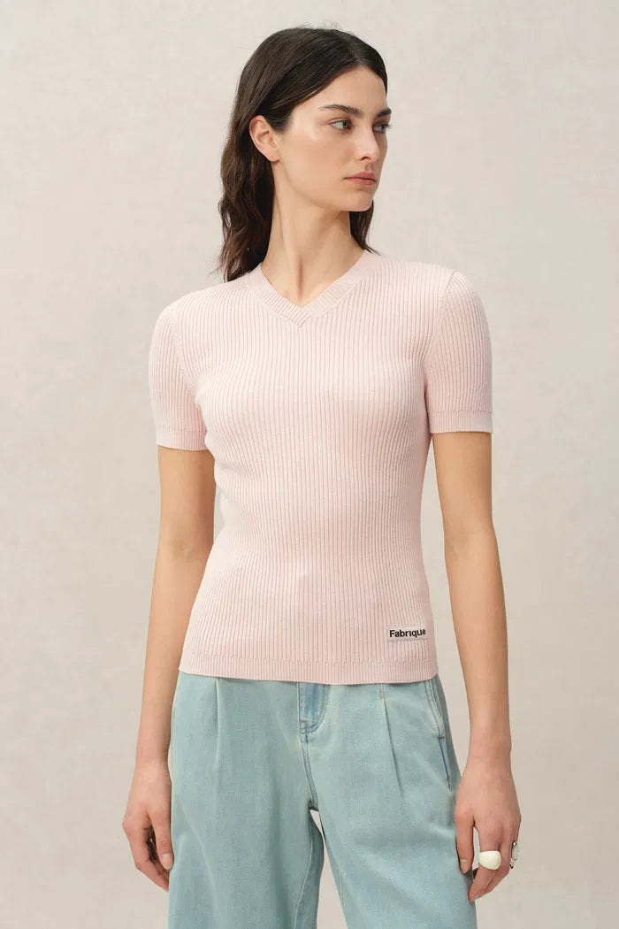 Alexa V Neck Short Sleeve Sweater