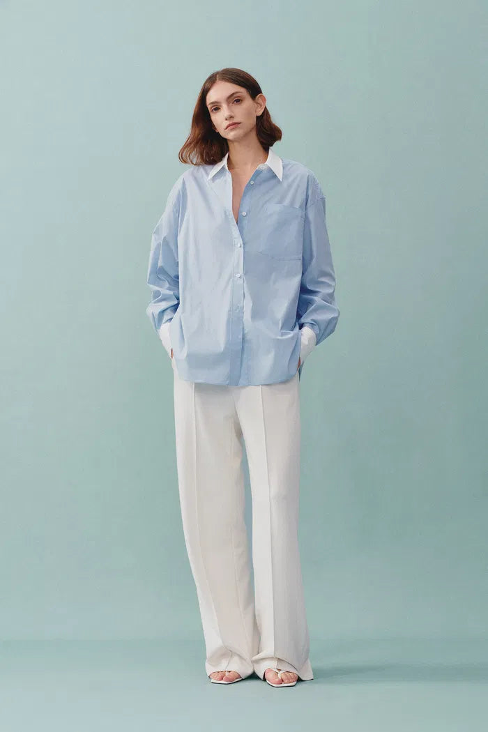 Nyota Contrast Color Shirt in Cotton Poplin