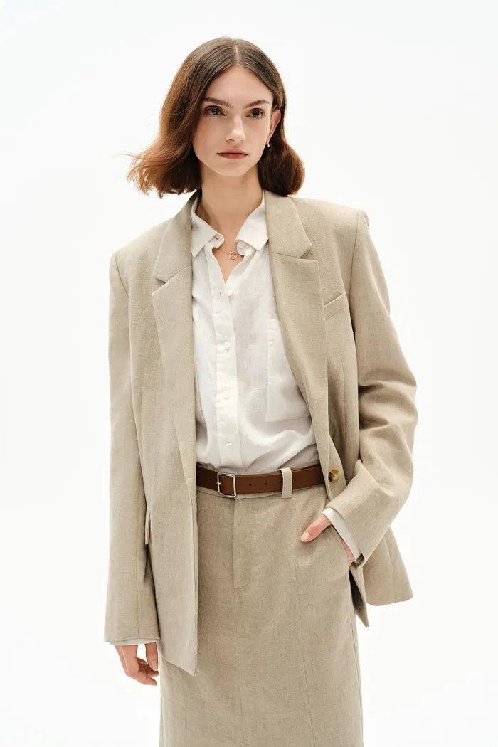 Amy Hand Sewn Blazer in Dew Retted French Linen